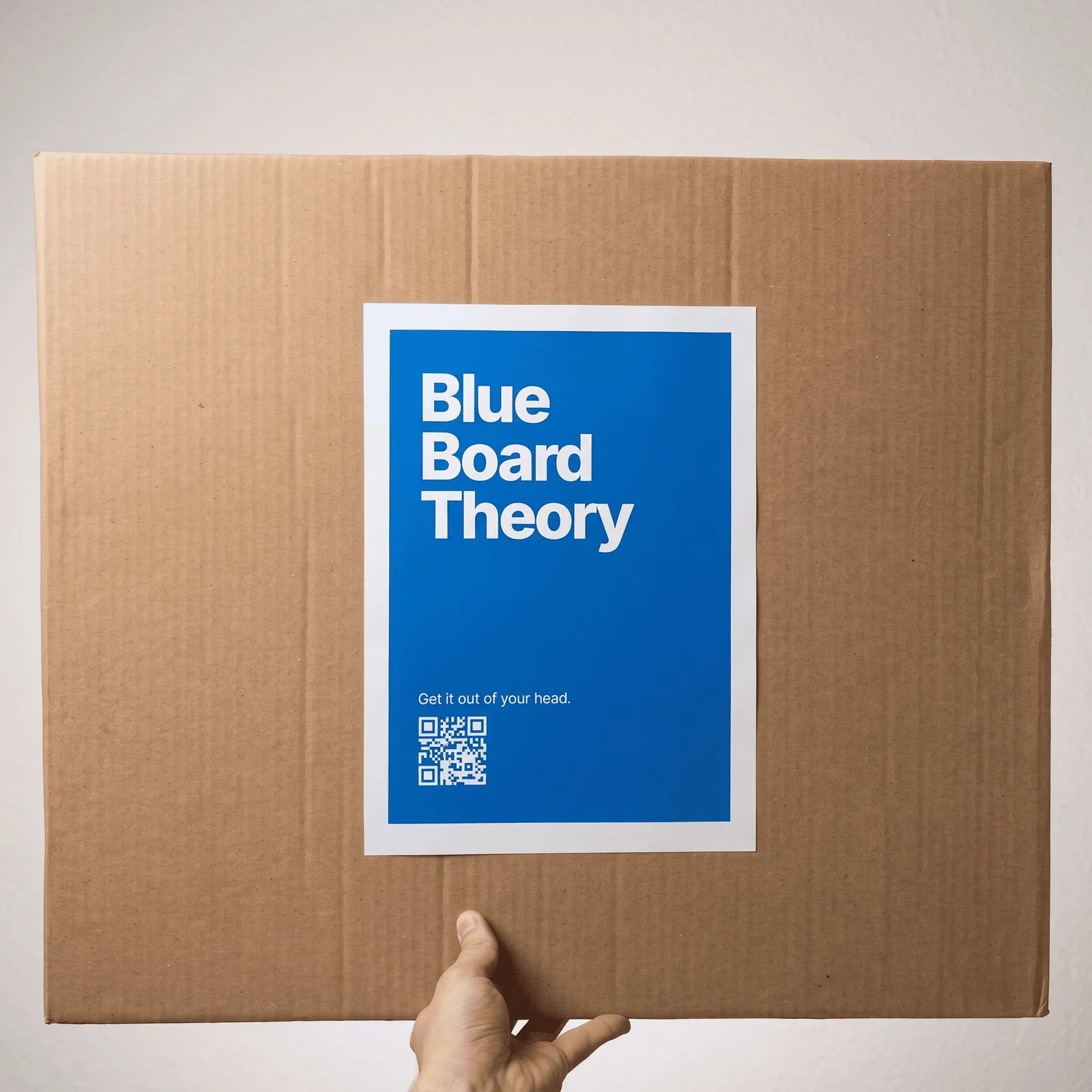 The Blue Board Theory packaged flat in a protective, taped box ready to ship.